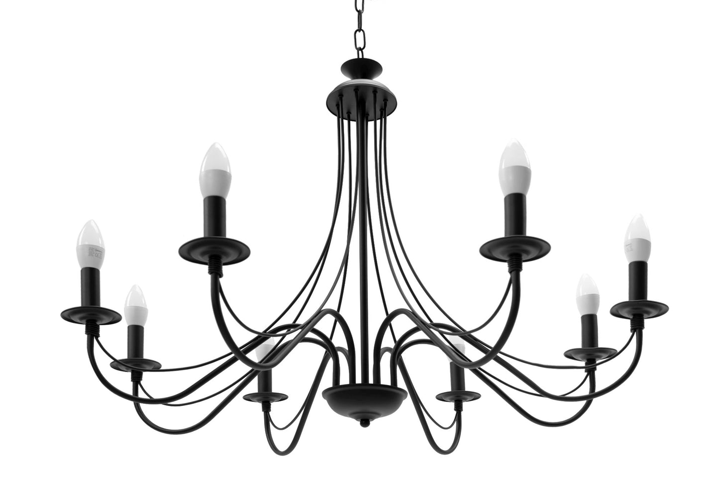 Lampă suspendată de tavan neagra rustica APP648-8CP  2