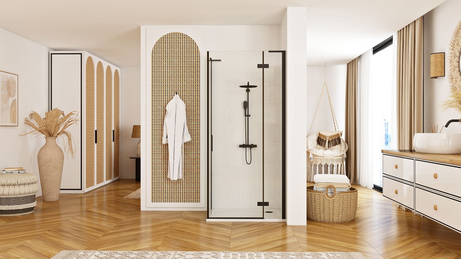 Cabina dus REA Hugo Black 100x80  4