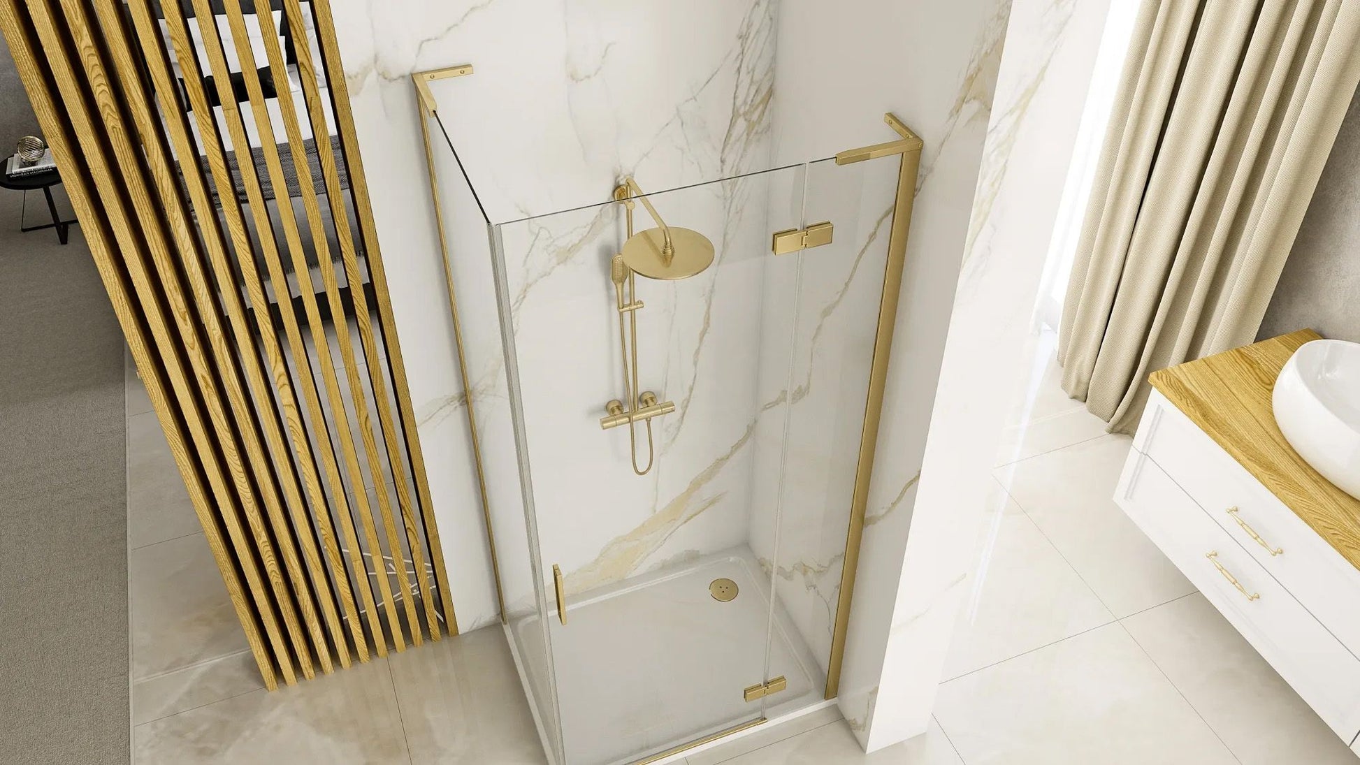 Cabina dus REA Hugo 100x90 Gold Brush  5
