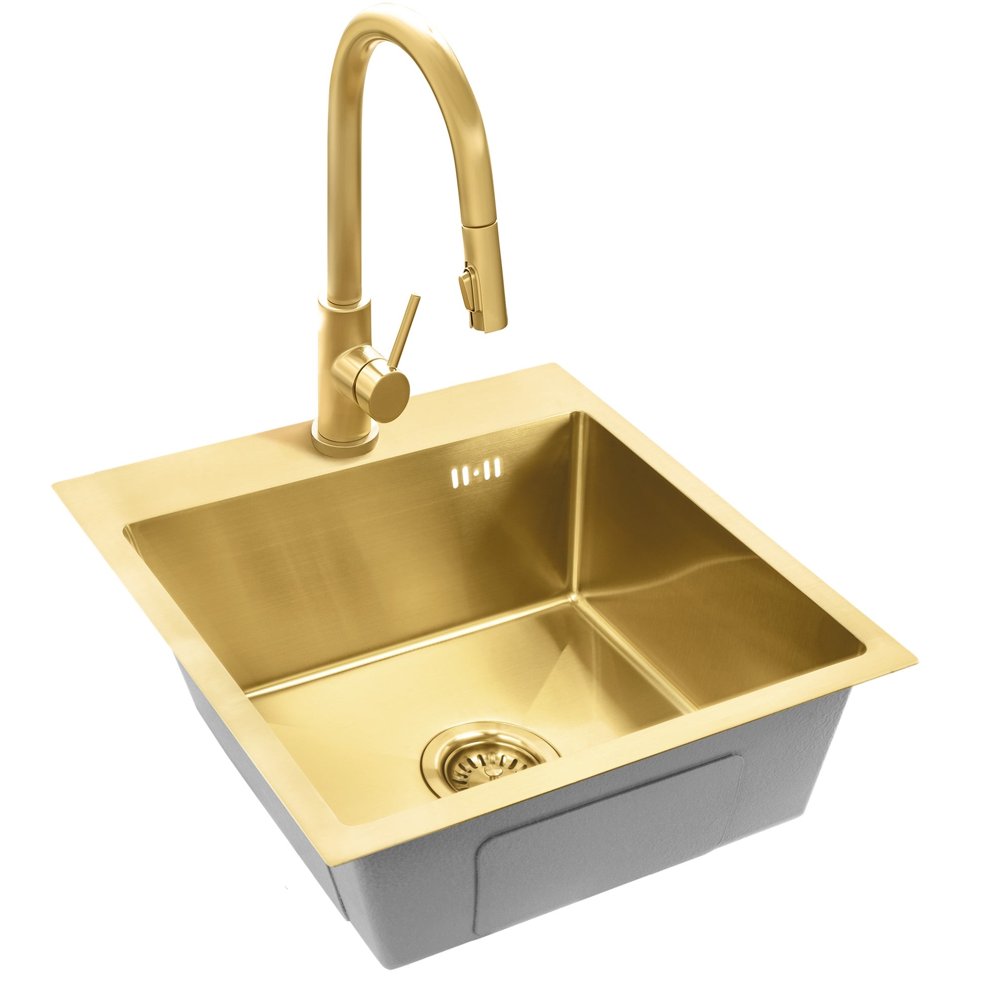 Chiuvetă Inox Leo 40 Brush Gold cu robinet de bucătărie 6