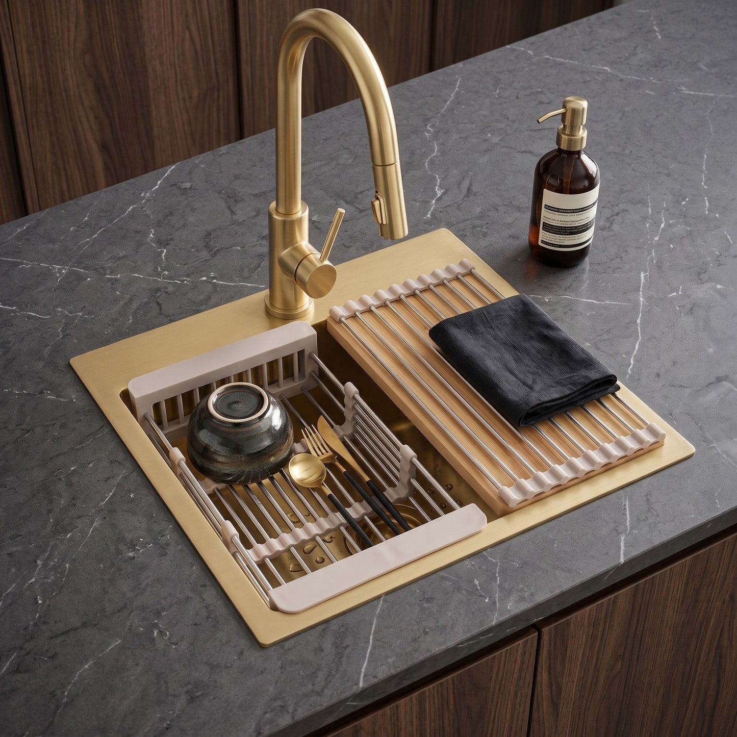 Set Accesorii Pentru Chiuvetă De Bucătărie 3 Piese REA Beige 3