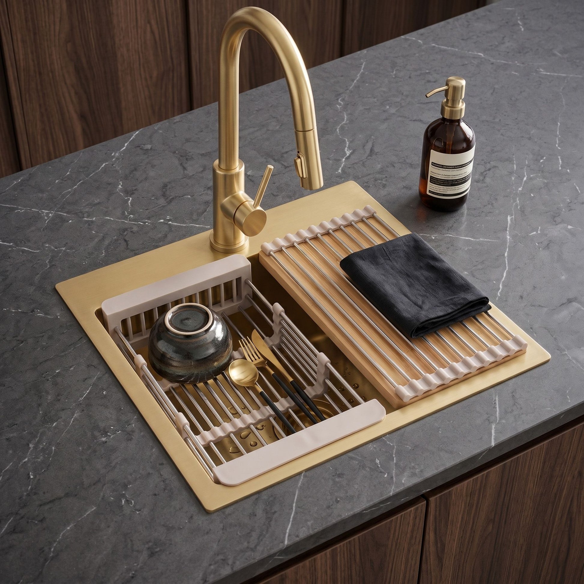 Set Accesorii Pentru Chiuvetă De Bucătărie 3 Piese REA Beige 3