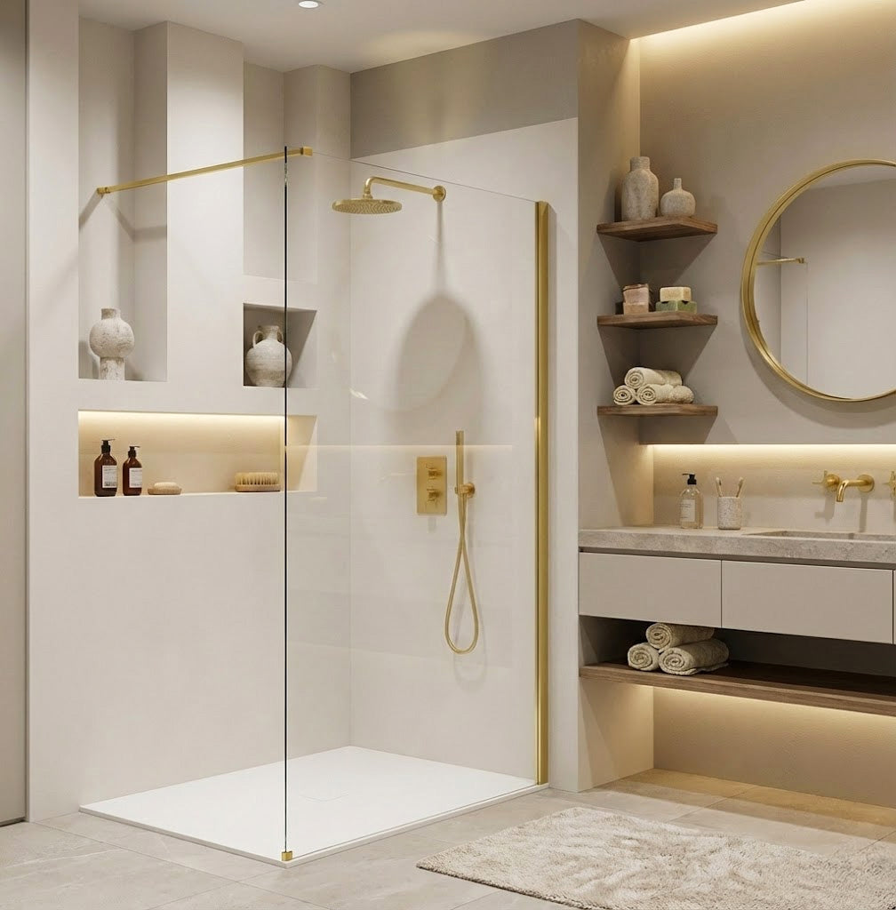 Paravan de dus Rea Flexi Transparent / Gold 130  6