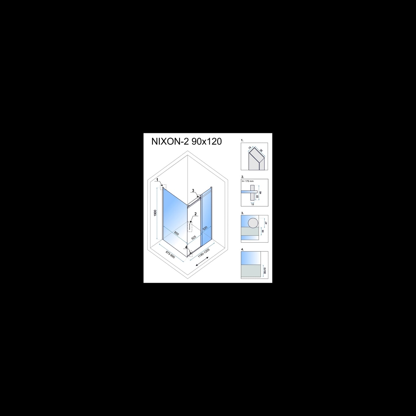 Cabina de dus Rea Nixon 120x90 dreapta 7