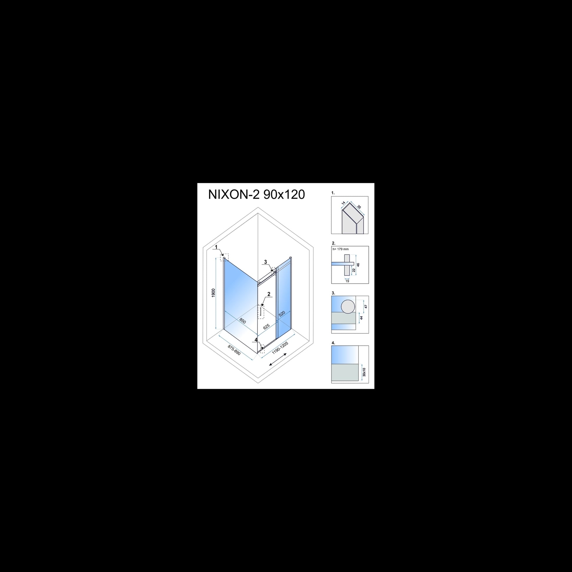 Cabina de dus Rea Nixon 120x90 dreapta 7