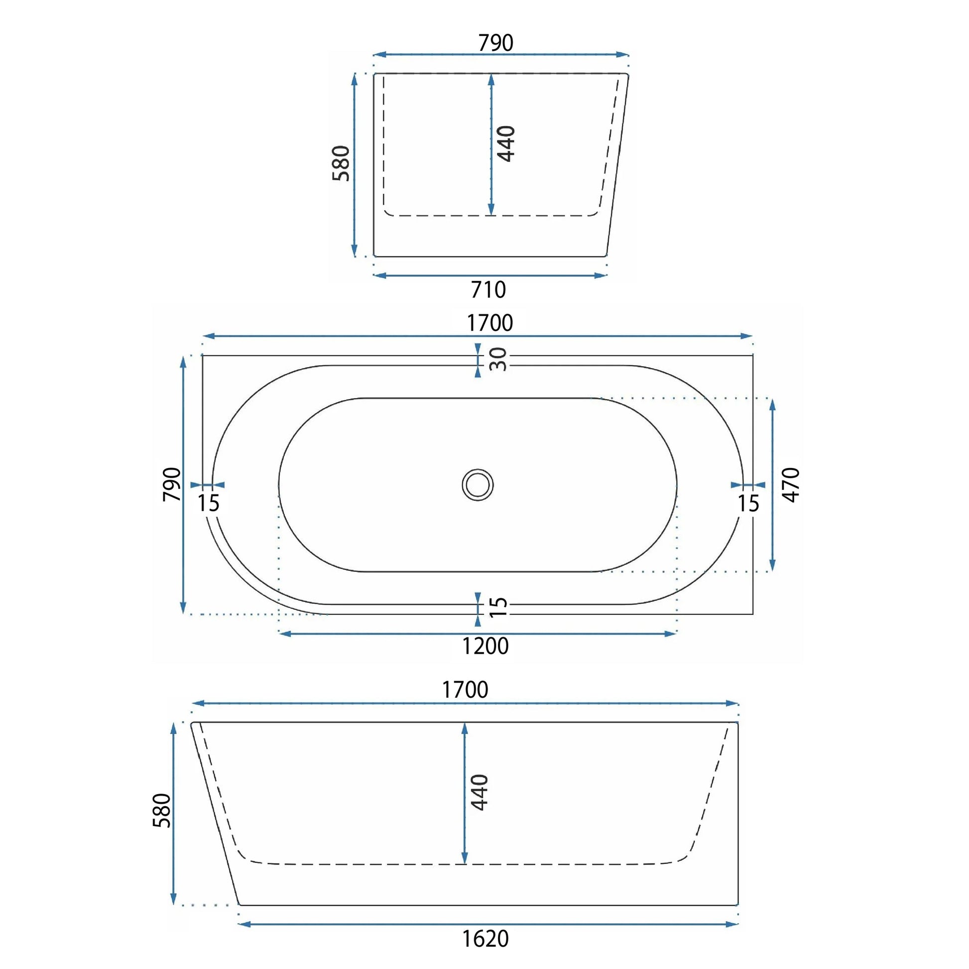 Cadă De Colț Acrilică Bellanto Slim 170 Dreapta  7