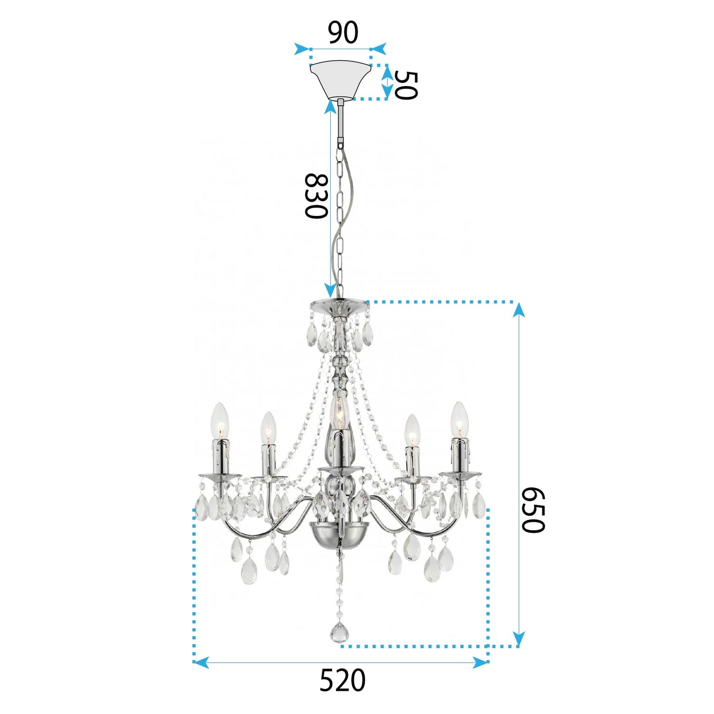 Lampă Suspendată Ebt014-5cp Chrome  9