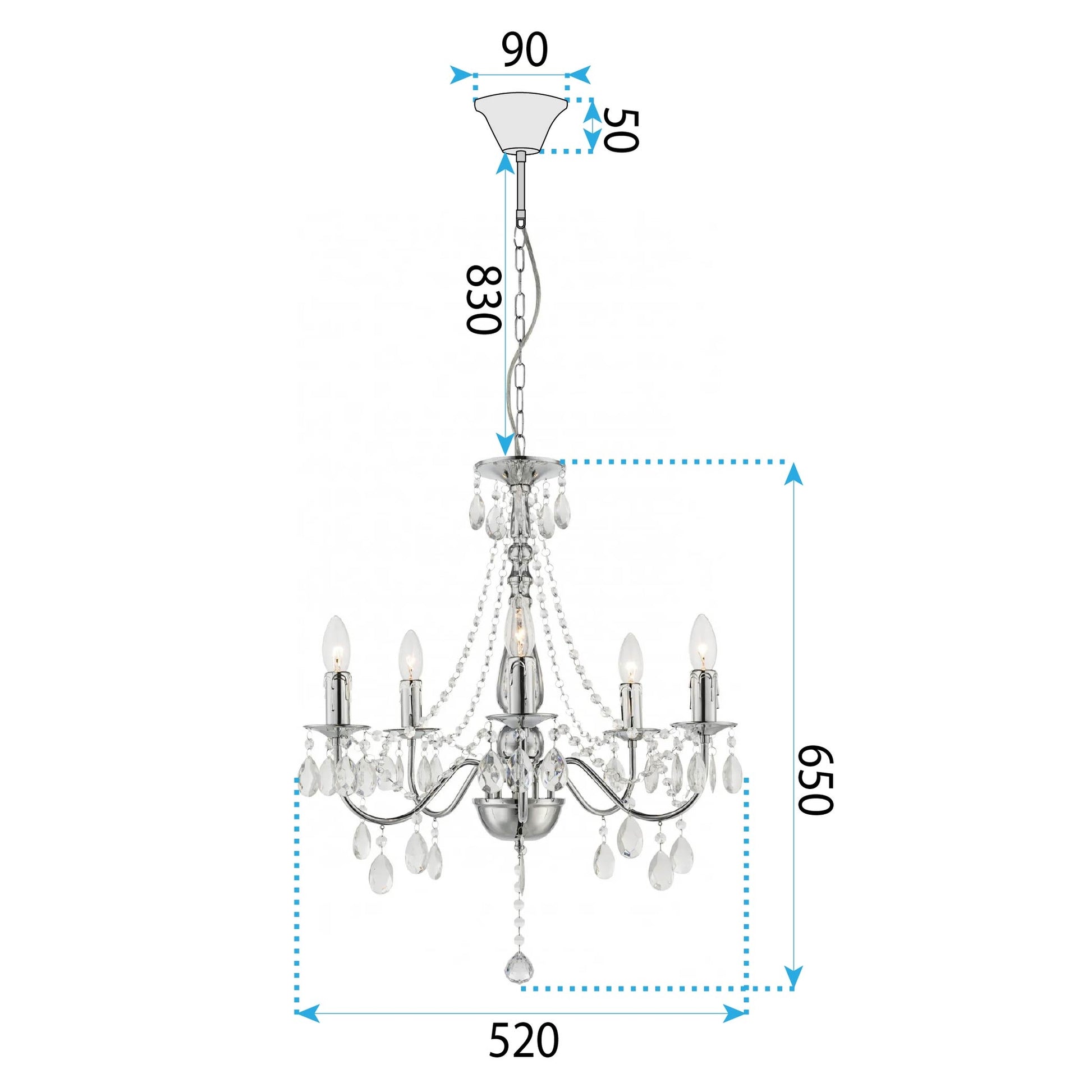 Lampă Suspendată Ebt014-5cp Chrome  9