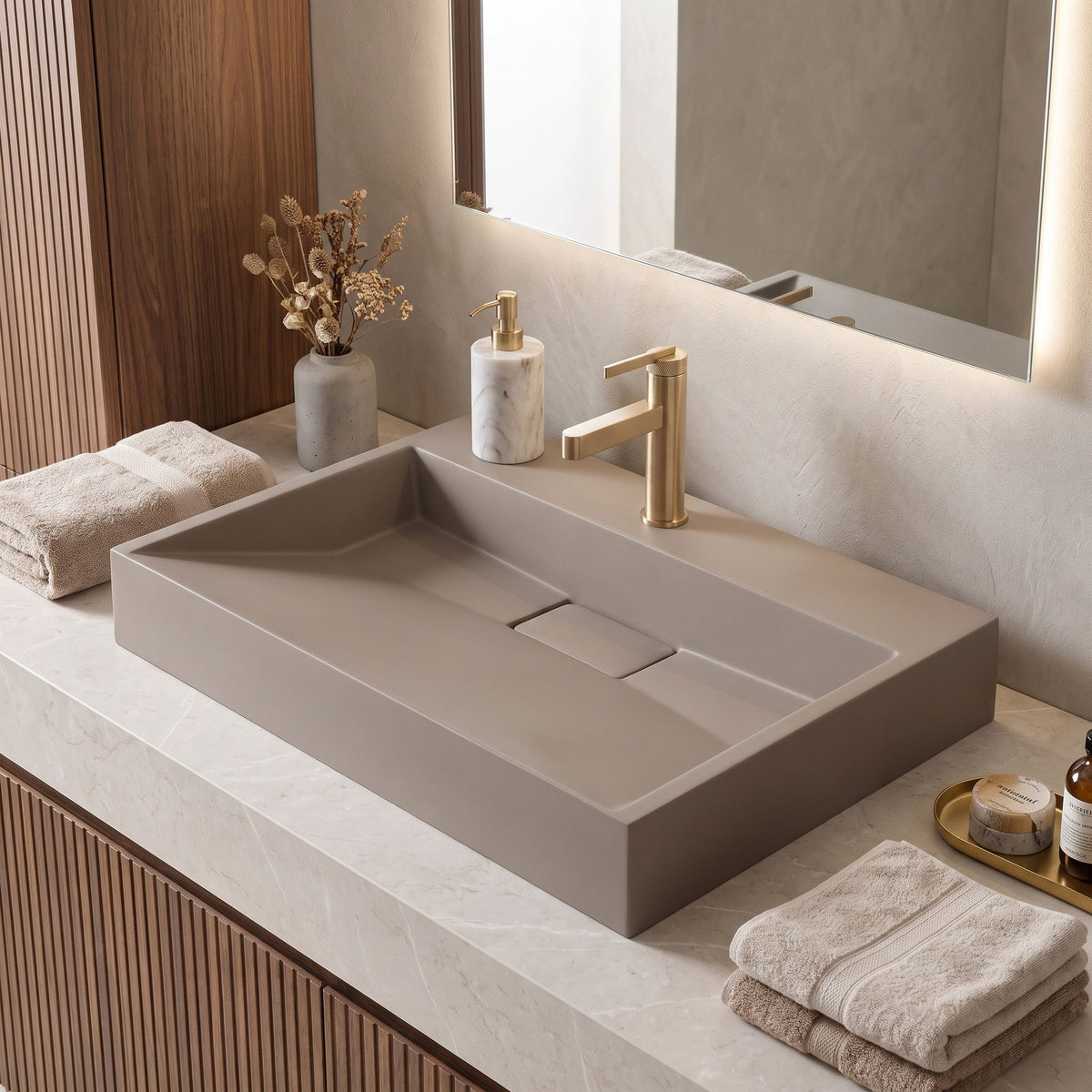 Lavoar Din Compozit Rea GOYA TAUPE 70CM 1