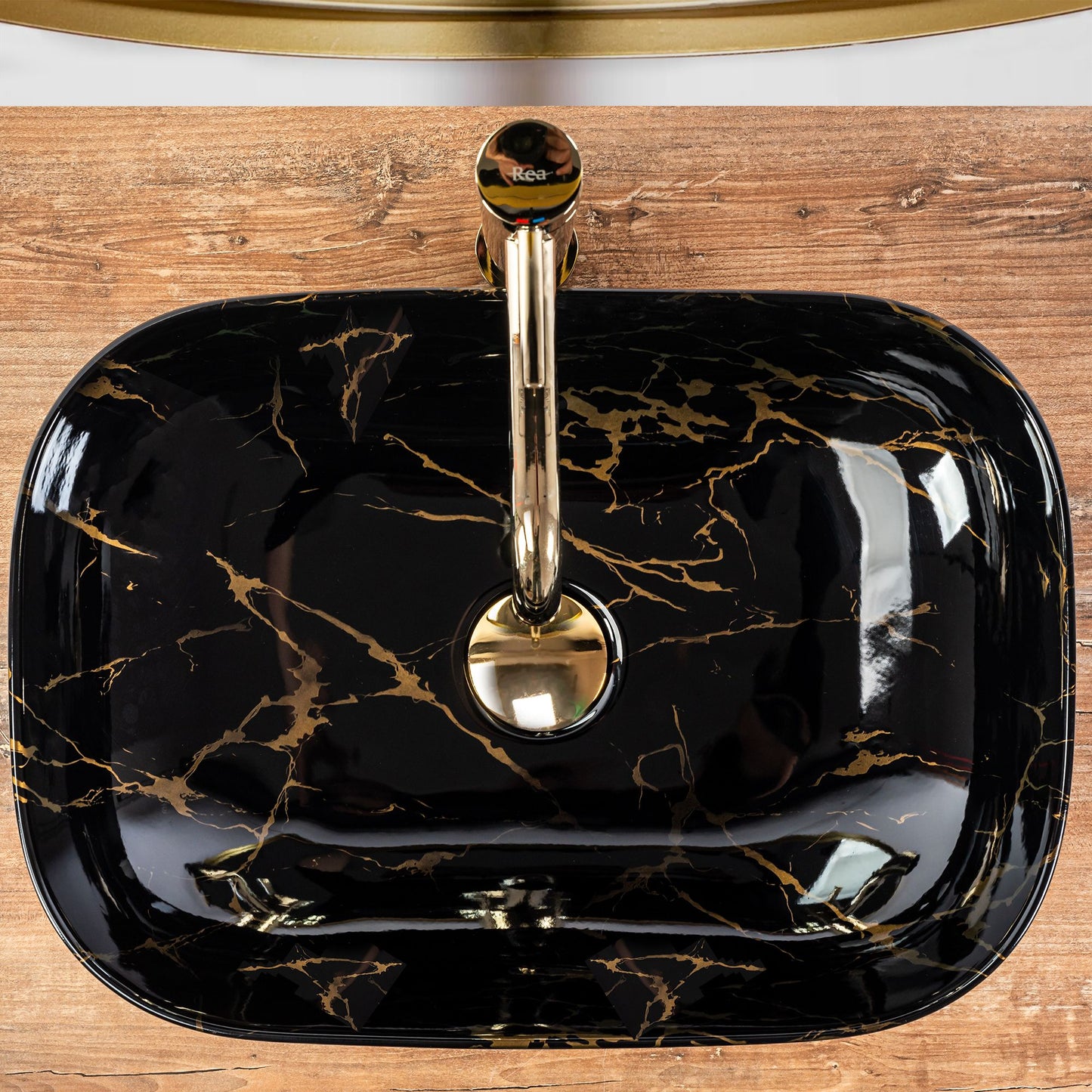Lavoar pe blat Rea Belinda Black Marble shiny 2