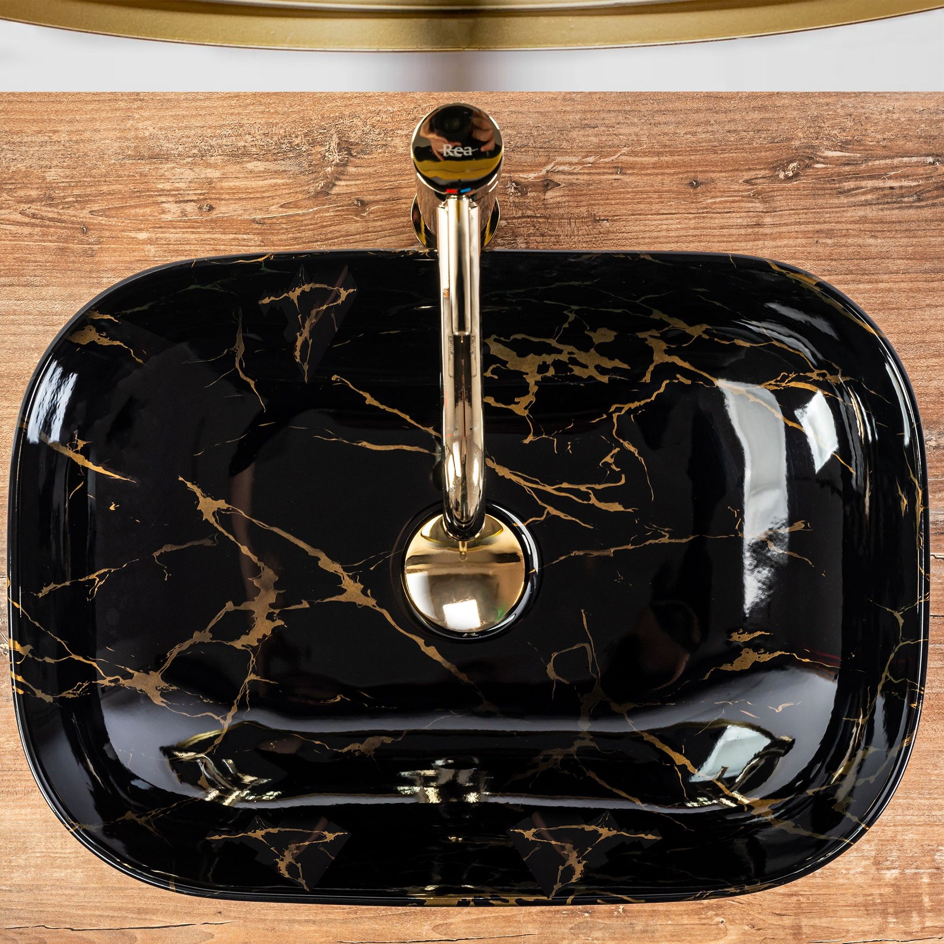 Lavoar pe blat Rea Belinda Black Marble shiny 2
