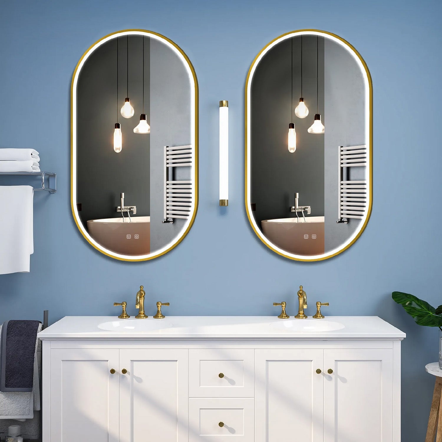 Oglindă LED OVL 50x100cm Brush Gold  4