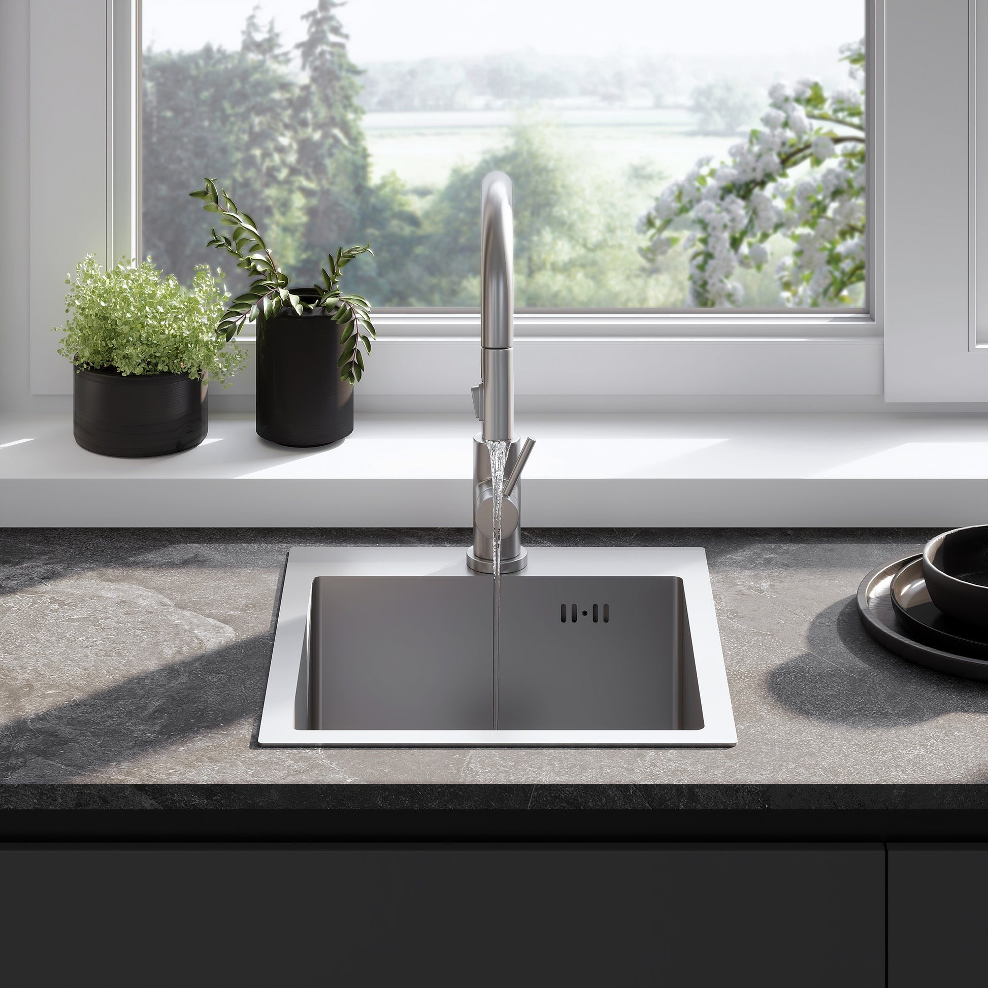 Chiuvetă Inox Leo 40 Brush Nickel fără robinet de bucătărie 4