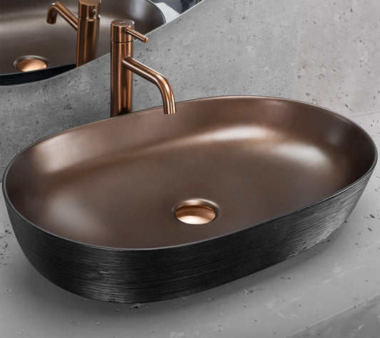 Lavoar Ceramic Pentru Blat Cleo 61 Copper Bush / Black - Rea  1
