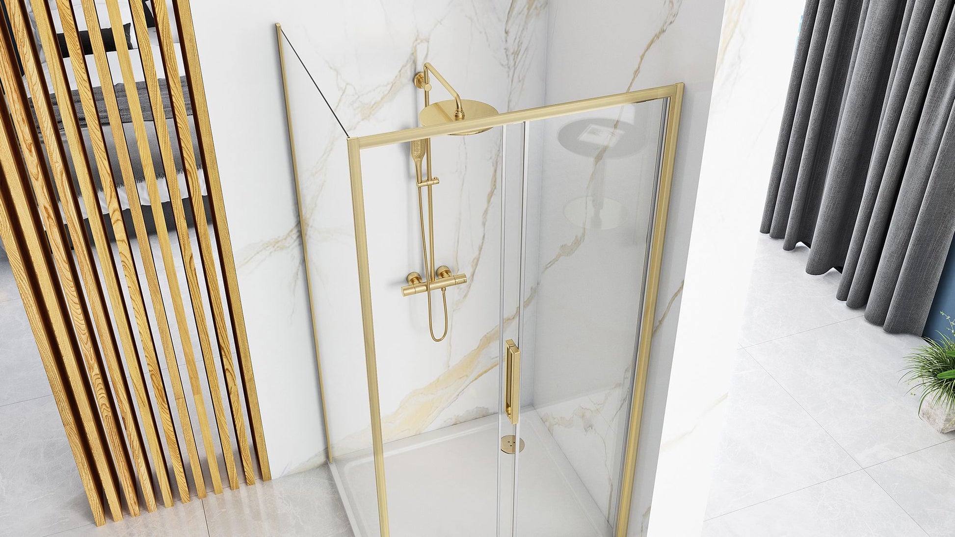 Cabina dus Rapid Slide Gold Brush Usa: 100 Perete: 90 4
