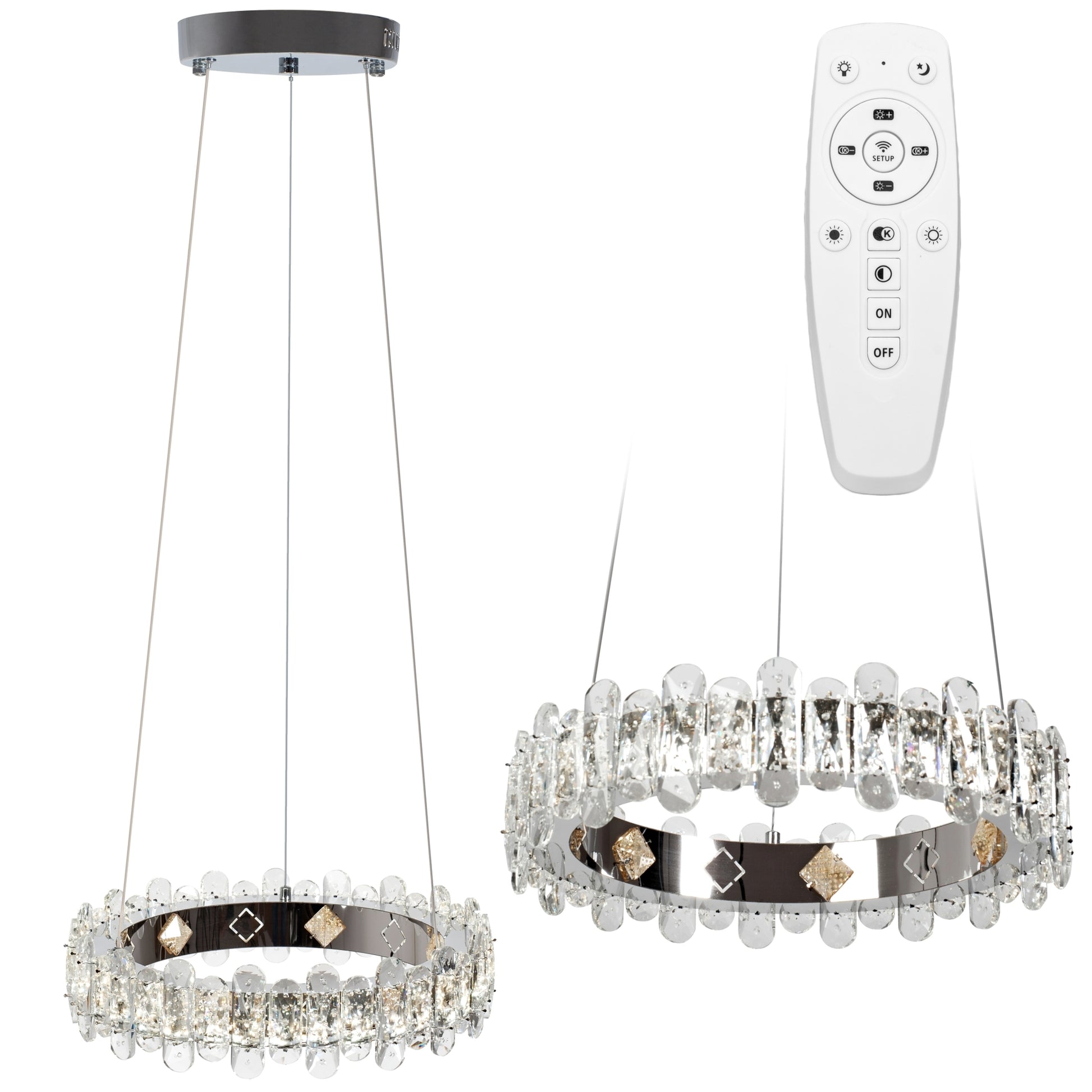 Kryształowa Lampa Sufitowa Led App1041-cp + Pilot  1