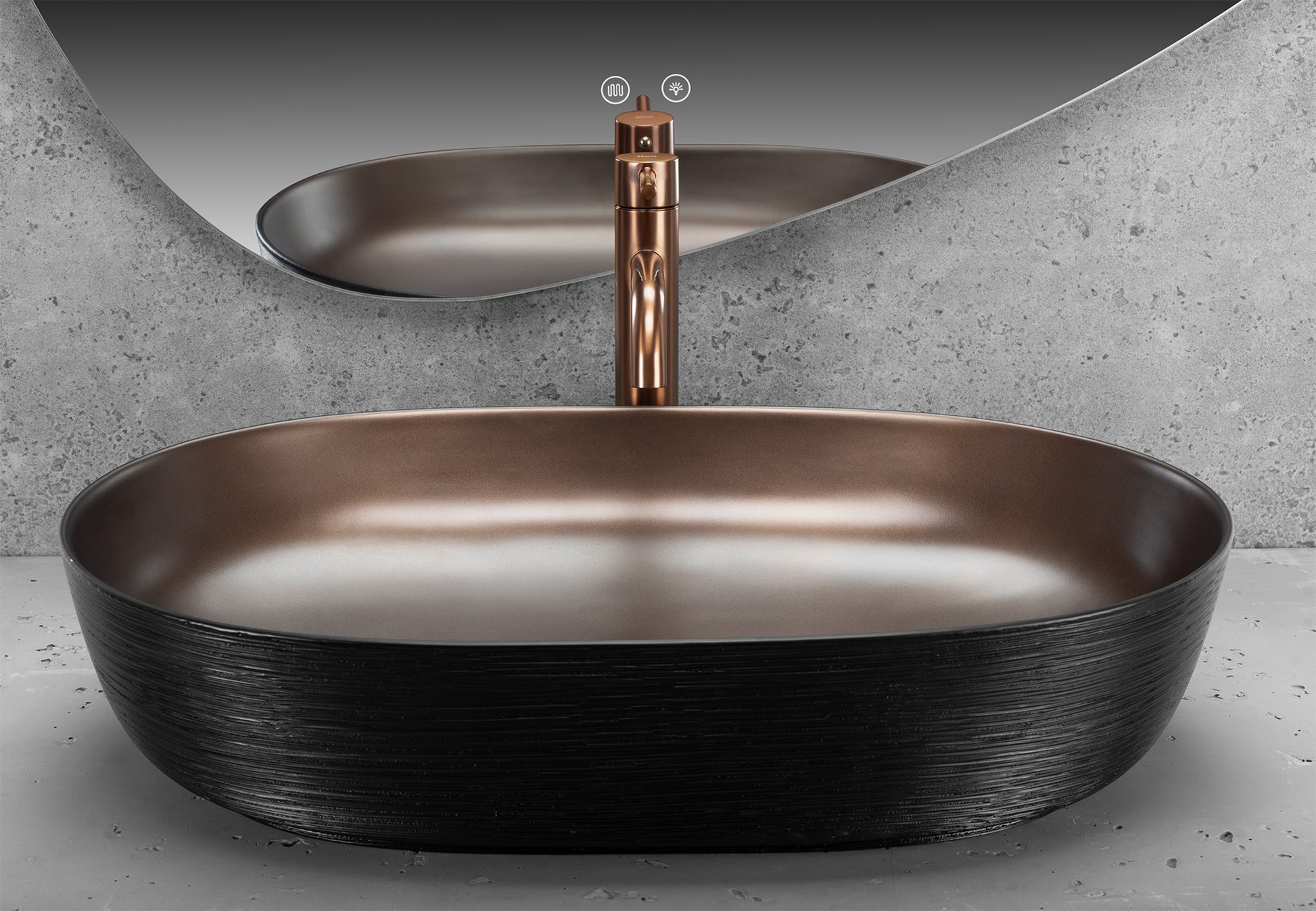 Lavoar Ceramic Pentru Blat Cleo 61 Copper Bush / Black - Rea  5