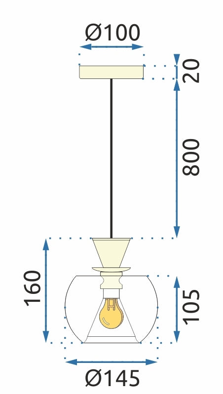 Lampa De Tavan Suspendabila Din Sticla Sfera Auriu APP902-1CP  6