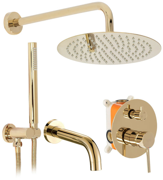 Set de duș incastrat Rea Lungo Gold Auriu cu BOX  1