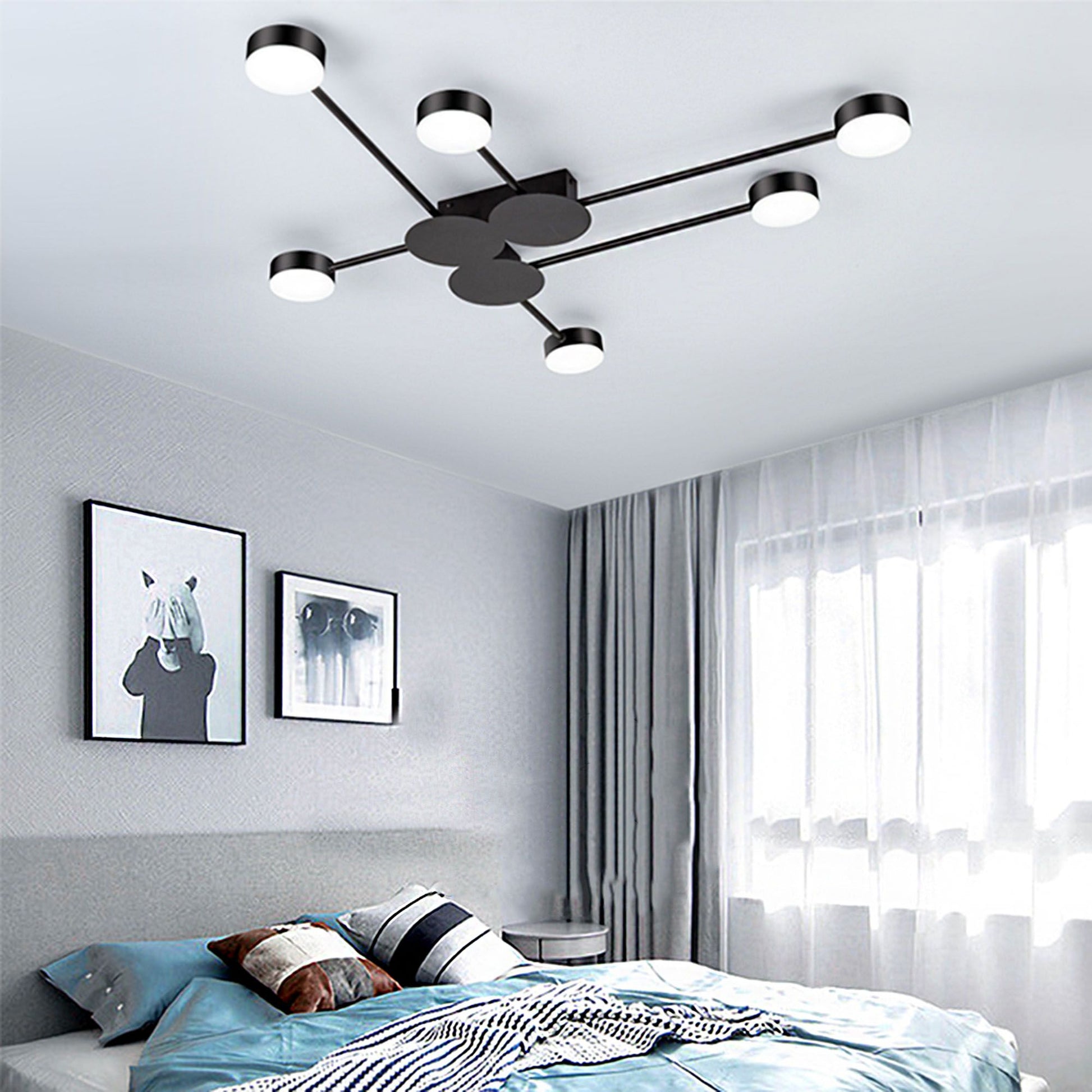 LAMPĂ MODERNĂ DE PLAFON NEGRA LED 6 BRATE APP521-6C  4