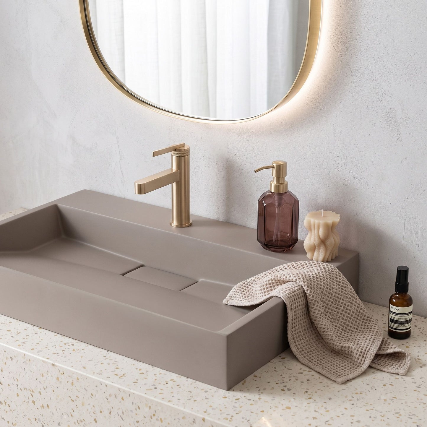 Lavoar Din Compozit Rea GOYA TAUPE 70CM 7