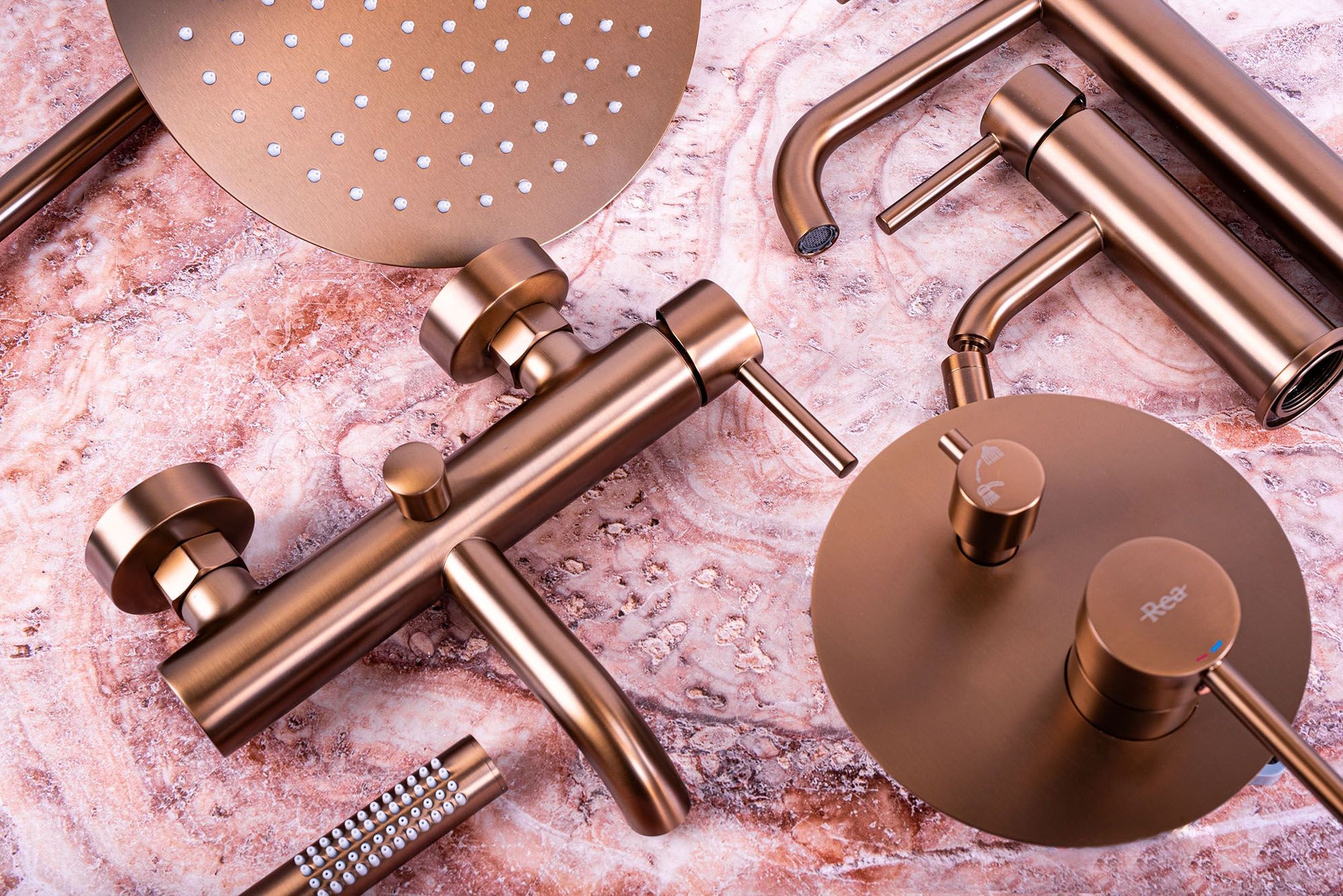 Set de duș incastrat Rea LUNGO COPPER BRUSH + BOX cu termostat 5