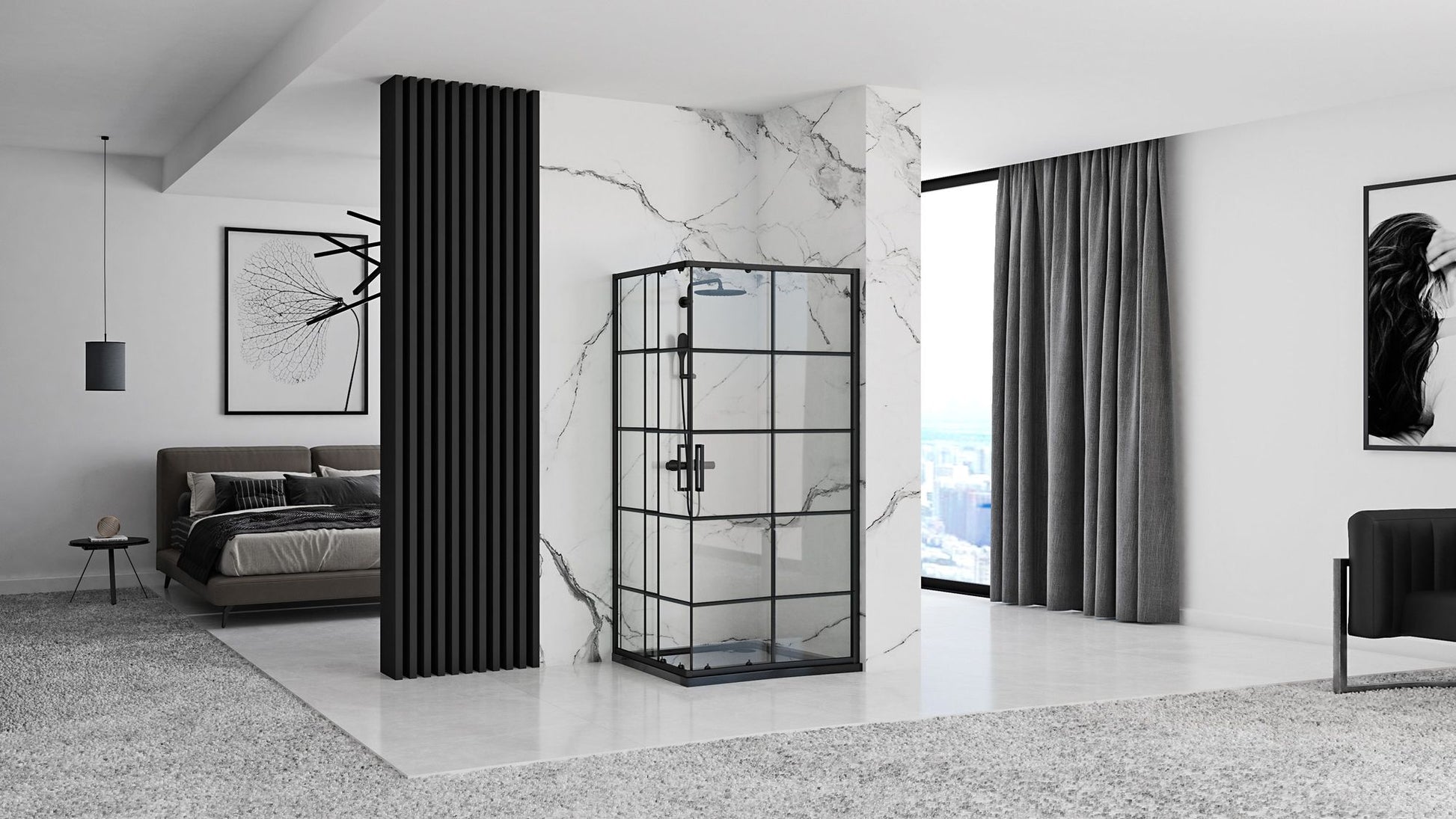 Cabina de dus Rea Concept Black 80x100 fara cadita 2