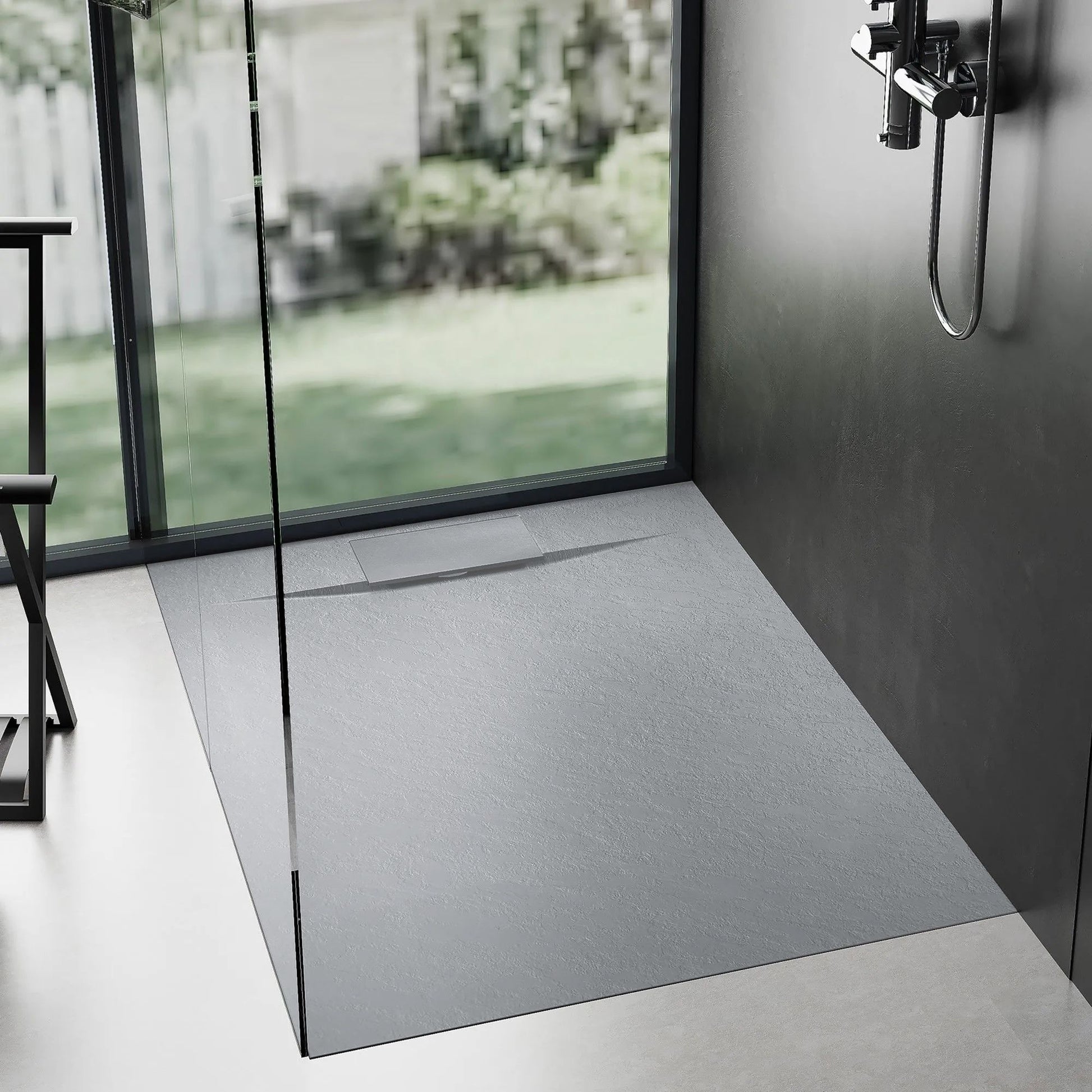 Cadita de dus Rea Bazalt Grey 90x90  4