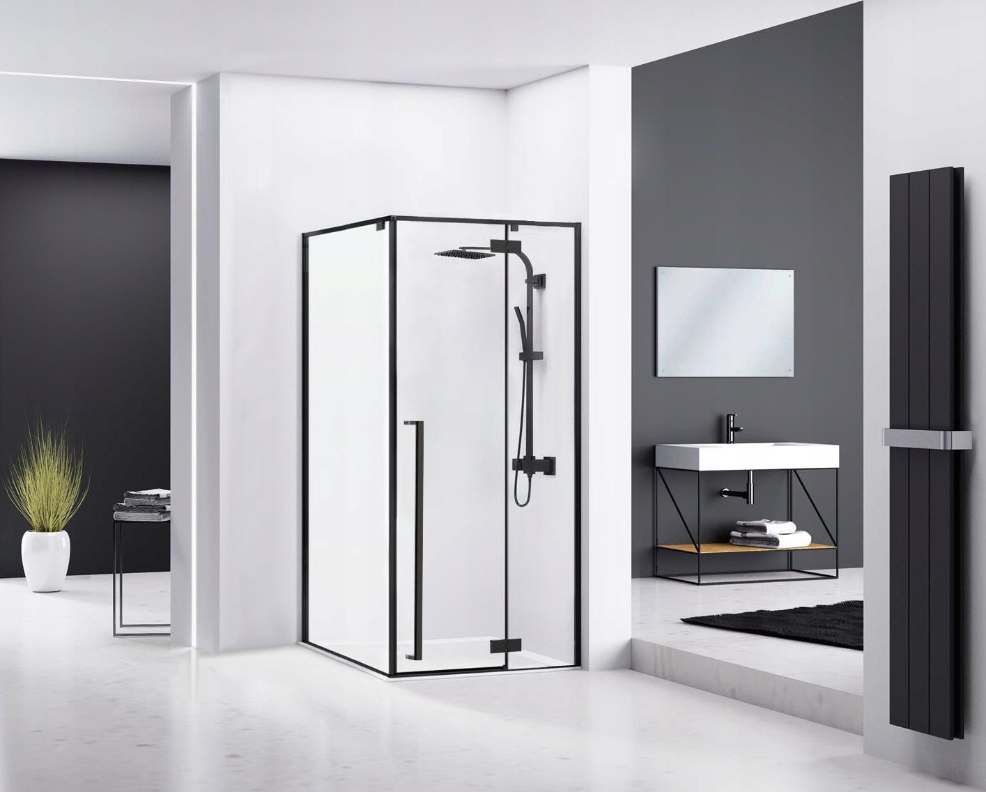 Cabina de dus Fargo 90x90 Black Mat cu cadita Savoy 2