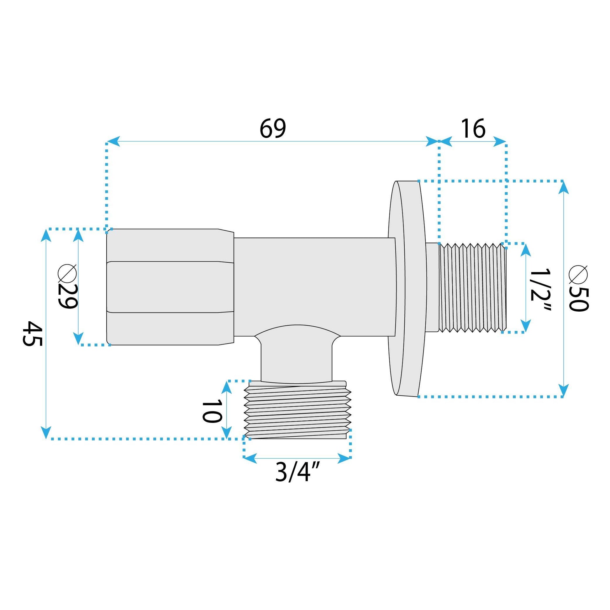 Robinet Colțar 02 1/2" X 3/4" Brush Nickle 8