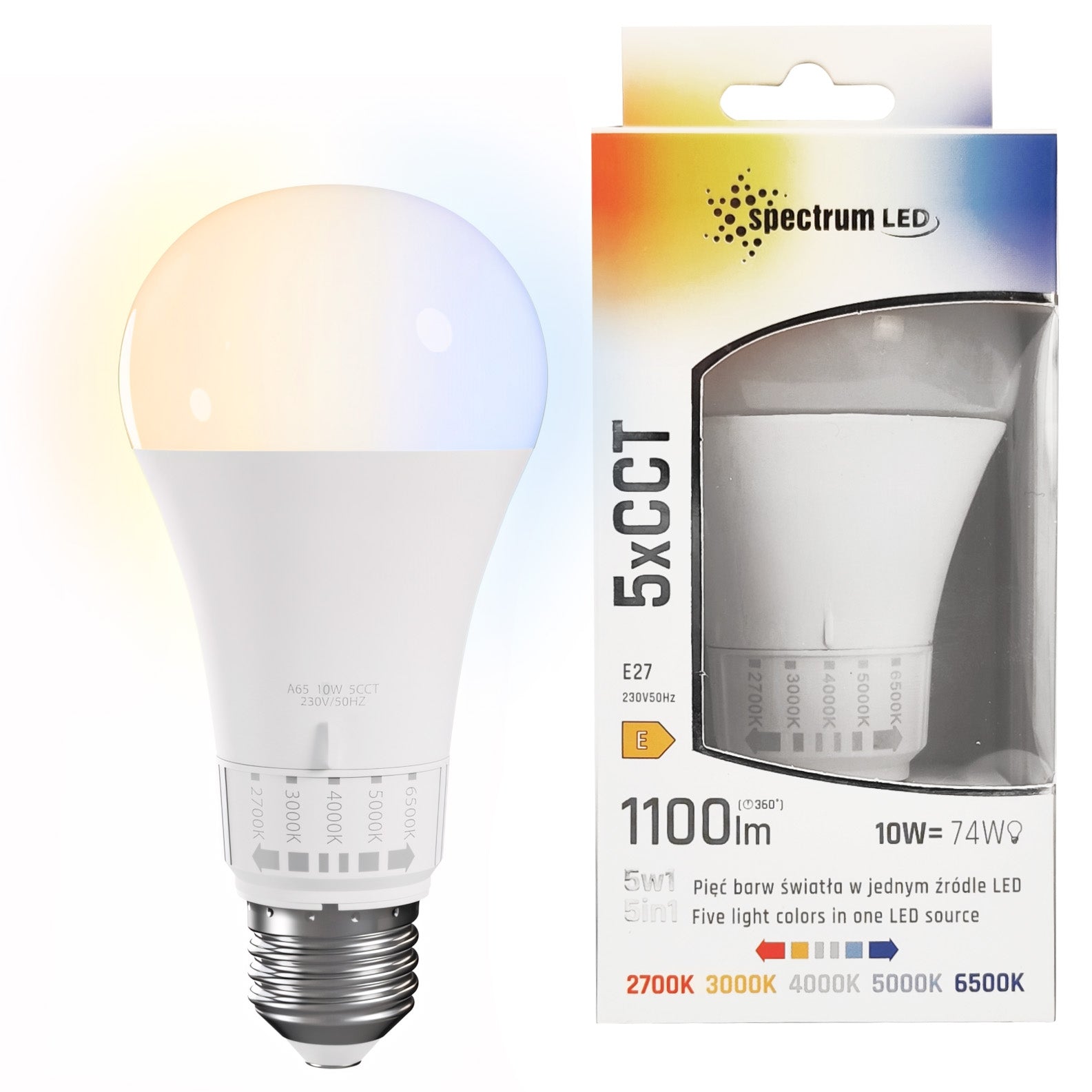 Bec Led 5 Culori De Lumină Gls E27 230v 10w 5cct  1
