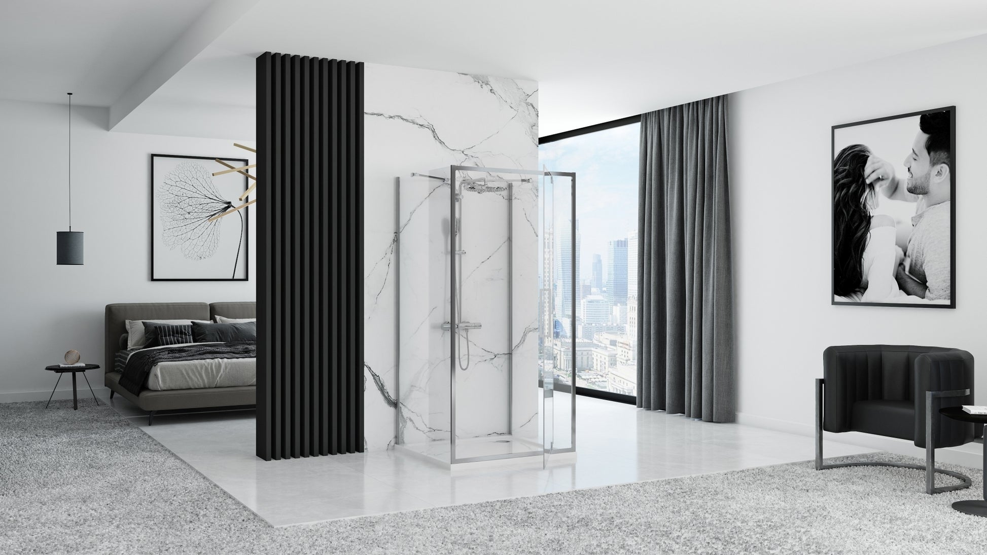 Cabina dus REA Rapid Swing Chrome Usa:100 x Perete:100 3