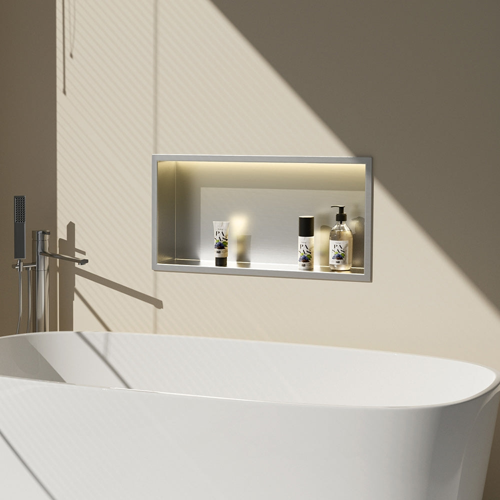 Raft Baie Incastrat Perete Led 30x60 Steel Brush  2