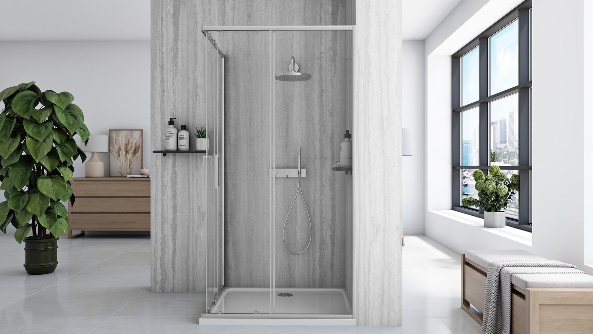 Cabină De Duș Rea City 80x100 Cm Nickel Brush fara cadita 3