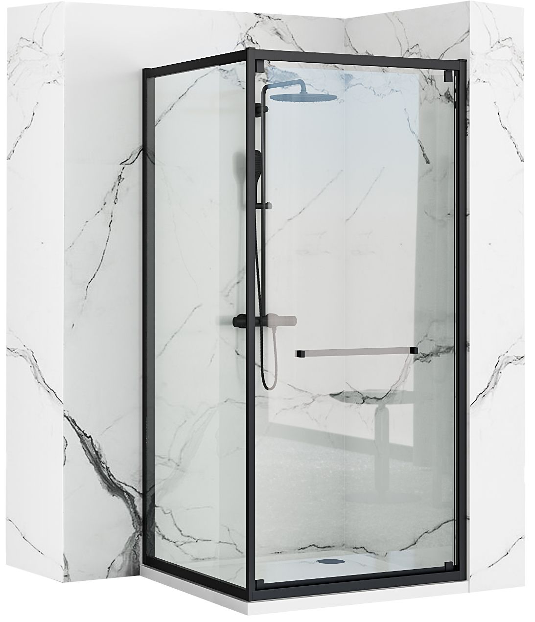 Cabina de dus Rea Space In Black 90x90 cu cadita Savoy 1