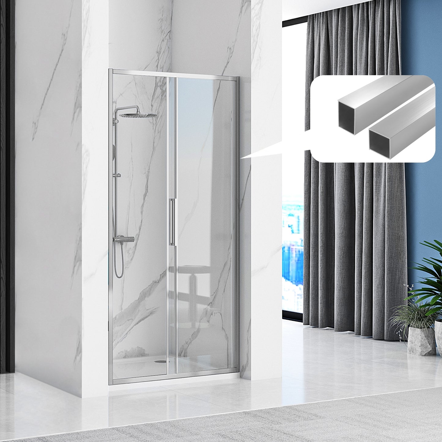 Profil De Extensie Pentru Cabine De Ușă Solar Fargo Rapid Chrome  2