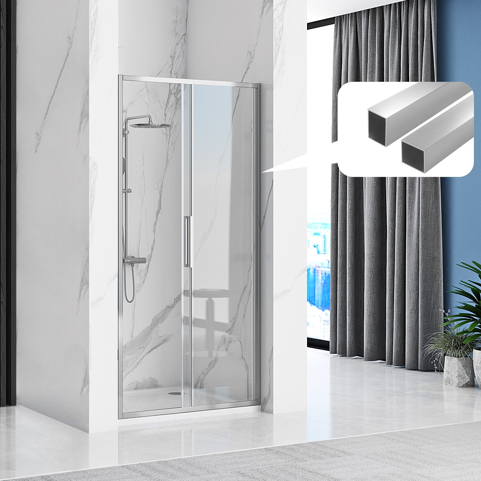 Profil De Extensie Pentru Cabine De Ușă Solar Fargo Rapid Chrome  2