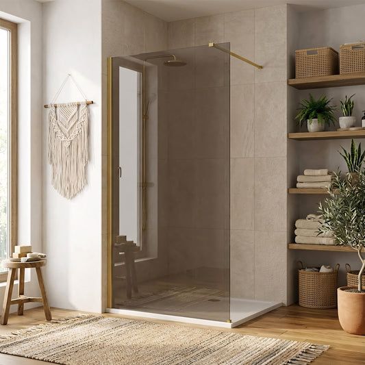 Paravan de dus Rea Flexi Brown / Brush Gold 90  1