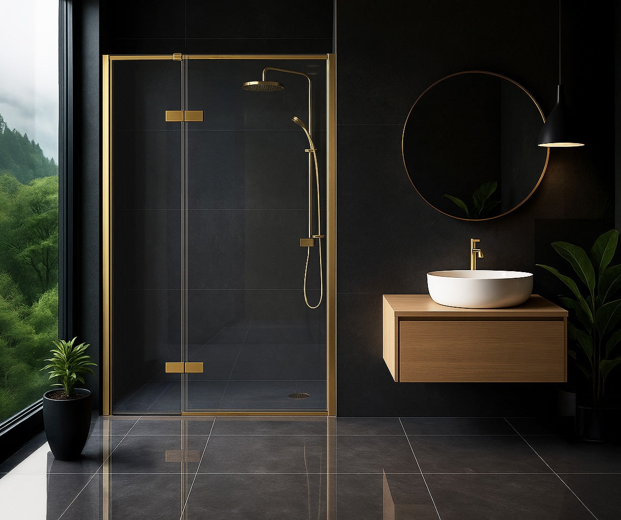 Paravan de dus Rea Atlas 90 Brush Gold dreapta 2