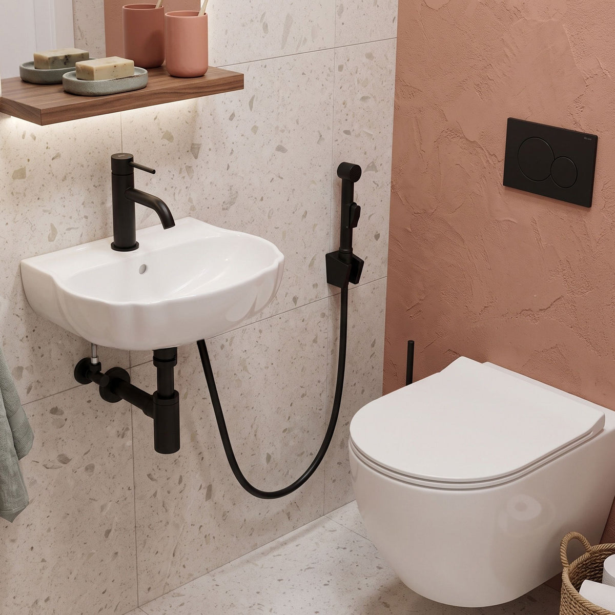 Baterie Lavoar Cu Bidetta Rea Lungo Black 6