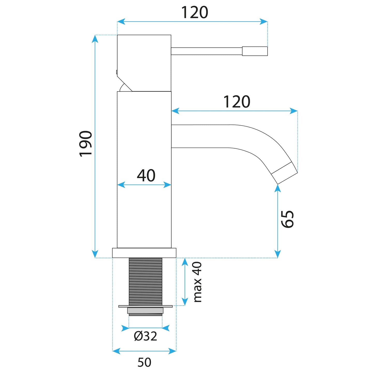 Baterie Pentru Lavoar Rea Lungo Diamond Copper  4