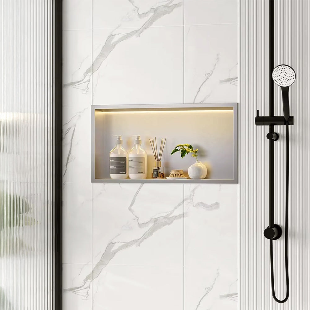 Raft Baie Incastrat Perete Led 30x60 Steel Brush  5