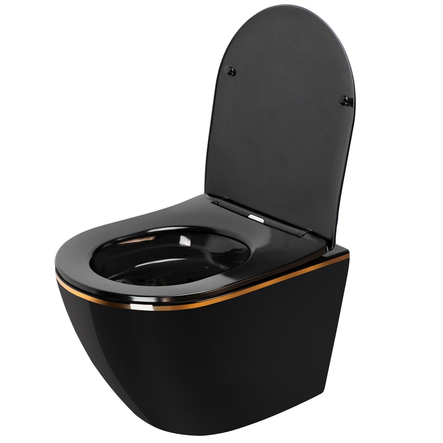Vas WC suspendabil Rea CARLO Mini Rimless Duroplast Flat Black Gold Edge 3