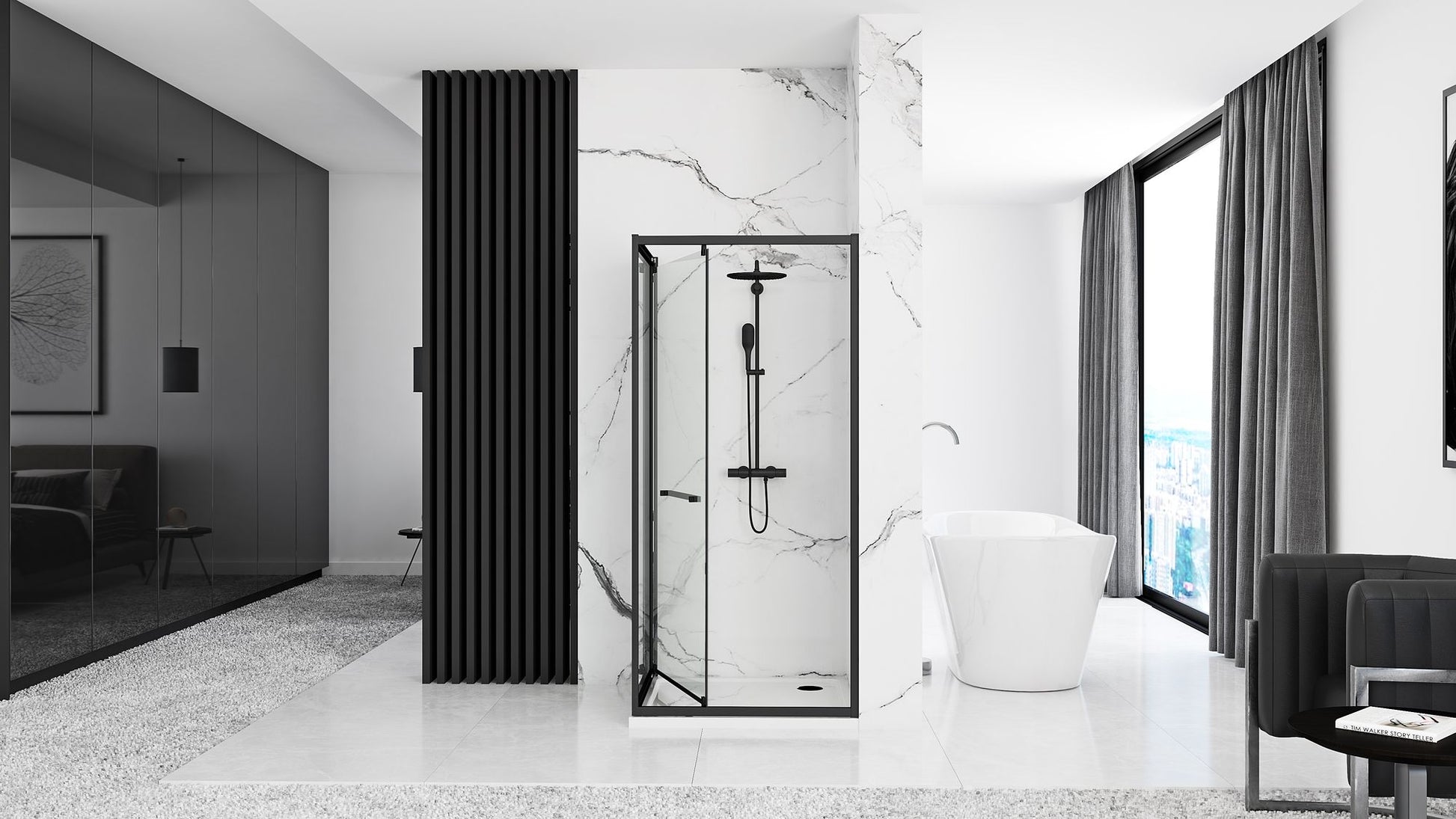 Cabina de dus Rea Space In Black 80x100 fara cadita 6