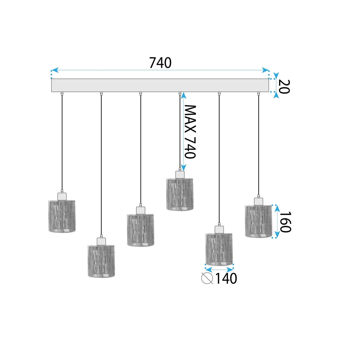 Lampă Suspendată APP1822-6CP Nature Black  5