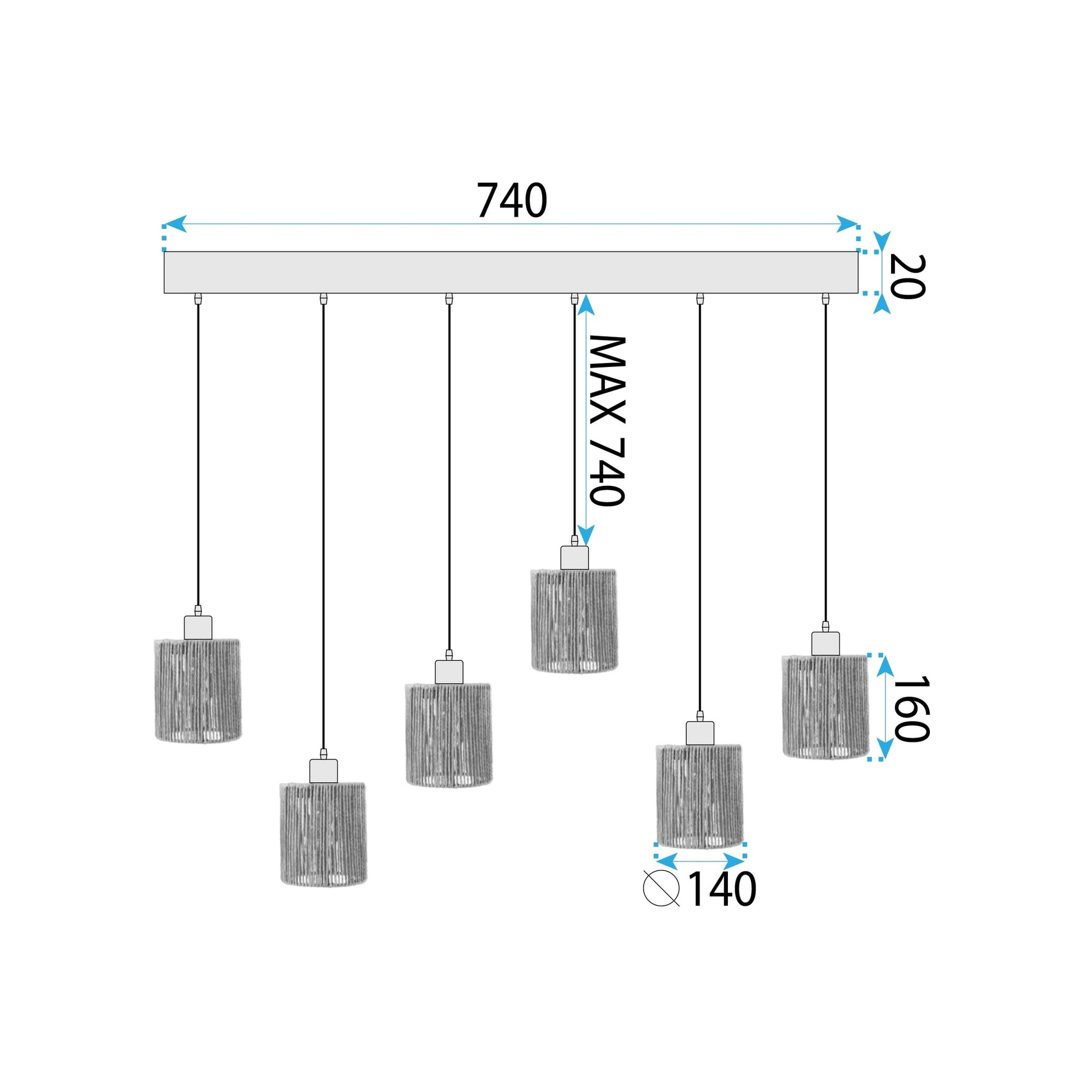 Lampă Suspendată APP1822-6CP Nature Black  5