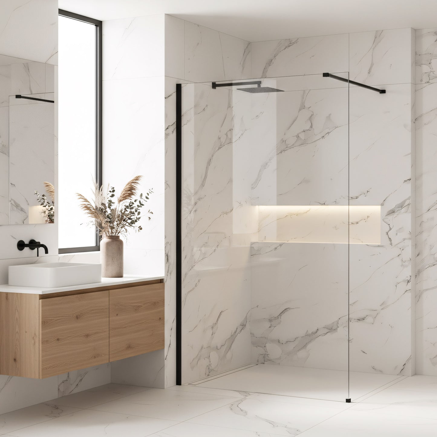 Paravan De Dus Rea Flexi Transparent / Black 140  7