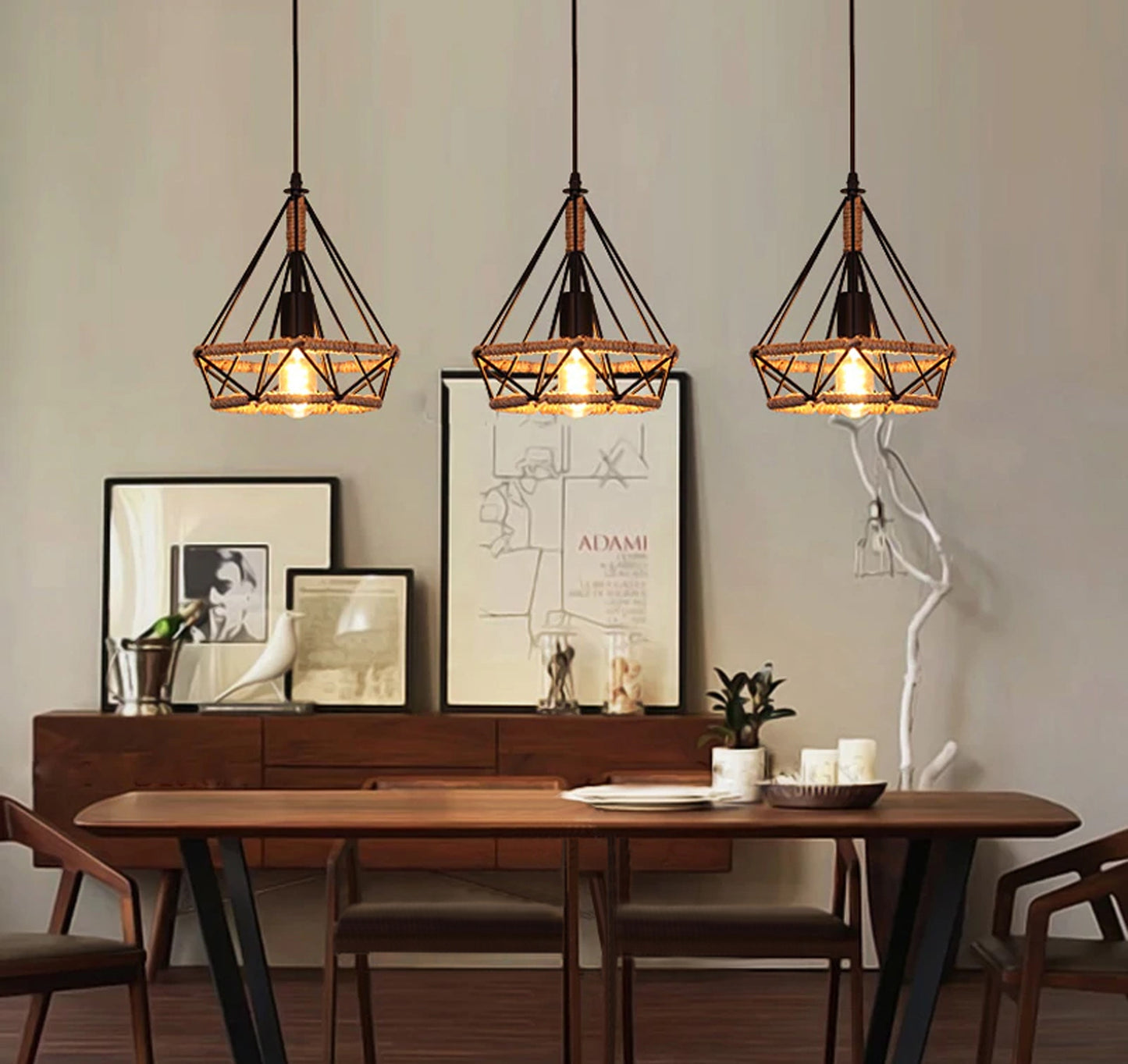 Lampă De Tavan, Geometrică, Suspendată, Stil Mansardă, Frânghie APP679-1CP  4