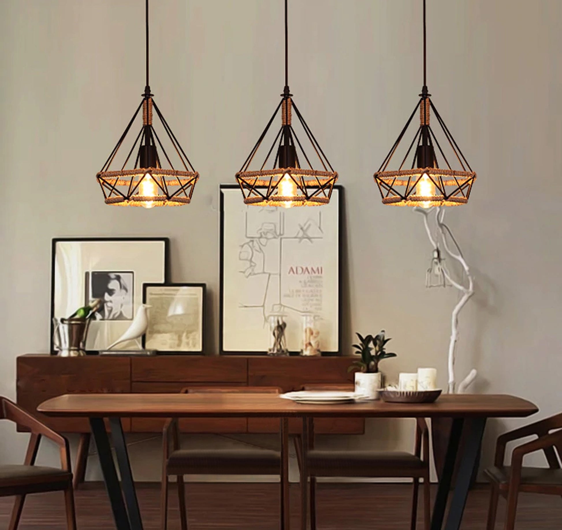 Lampă De Tavan, Geometrică, Suspendată, Stil Mansardă, Frânghie APP679-1CP  4