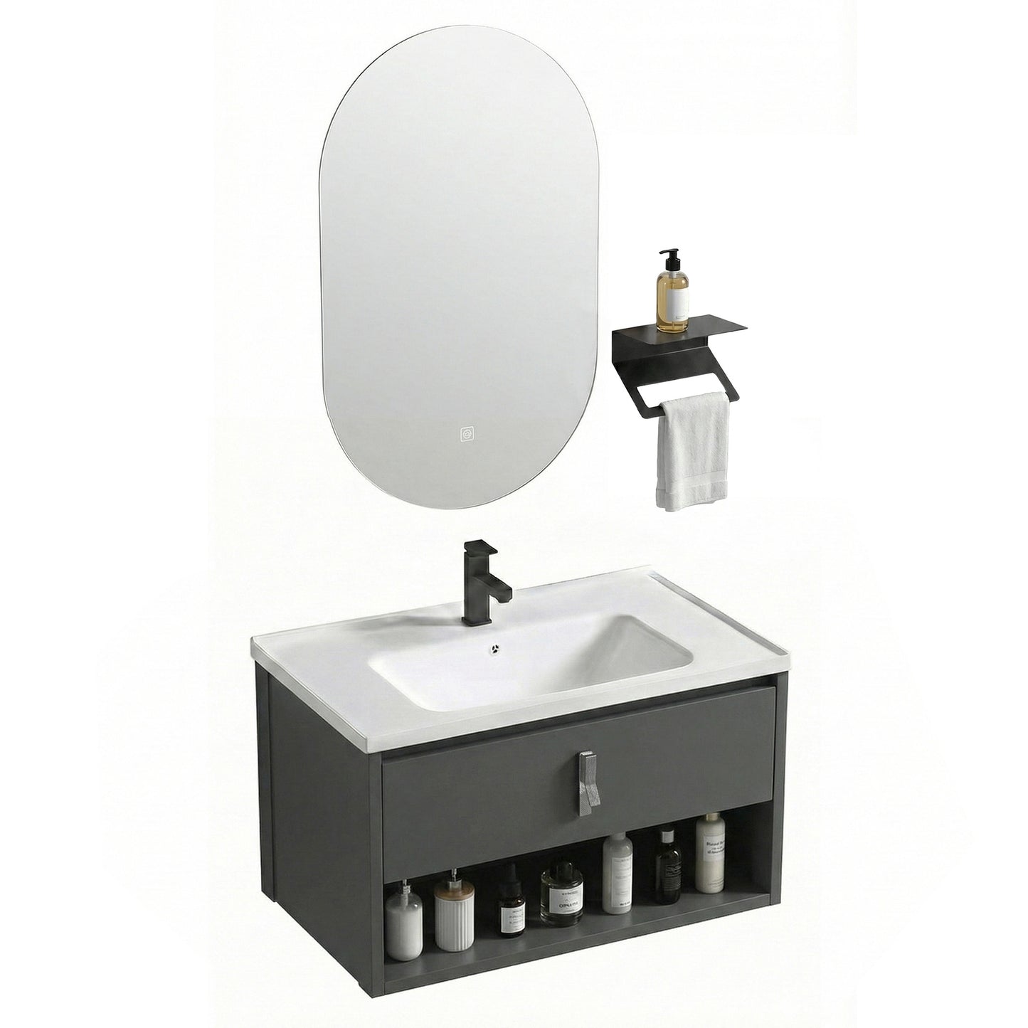 Set mobilier de baie cu lavoar Toledo 60cm Grey  7